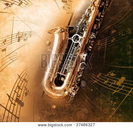 Alt Saxophon mit schmutzigen Hintergrund