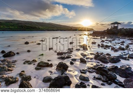 Anakena Beach On Easter Island, Rapa Nui In Chile