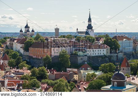 View Of Vyshgorod - The Center Of Old Tallinn On An August Afternoon. Estonia