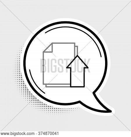 Line Upload File Document Icon Isolated On Grey Background. Document Arrow. Colorful Outline Concept