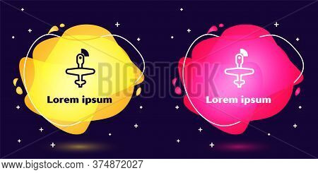 Set Line Uav Drone Icon Isolated On Blue Background. Military Unmanned Aircraft Spy. Abstract Banner