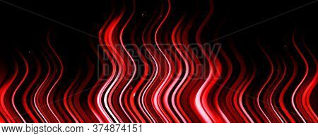 Panomaric Glowing Blurred Light Stripes In Motion Over On Abstract Background. Colorful Rays. Led Li