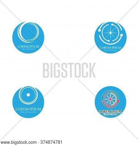 Set Cyclist Logo Template Bicycle