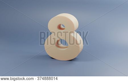 Smooth And Soft 3d Illustration In Studio Environment Of The Number Eight / 8