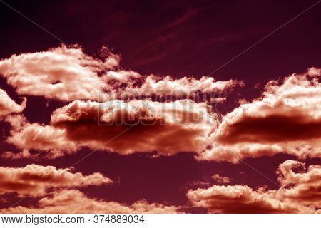 Bloody Sky And Red Clouds. The Sky Portends Trouble And Trouble.