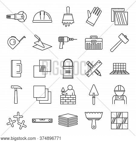 Tiler Worker Icons Set. Outline Set Of Tiler Worker Vector Icons For Web Design Isolated On White Ba