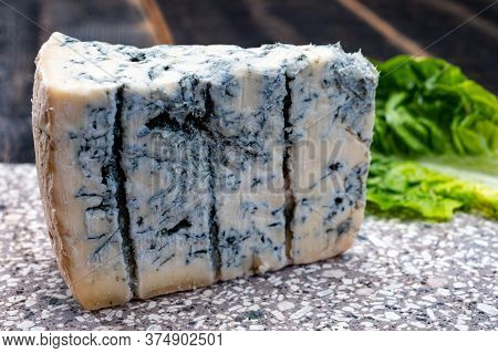 Cheese Collection, Piece Of Italian Blue Cheese Gorgonzola Picante With Blue Mold From North Of Ital