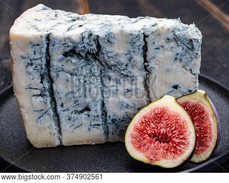 Cheese Collection, Piece Of Italian Blue Cheese Gorgonzola Picante With Blue Mold From North Of Ital