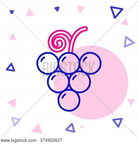 Line Grape Fruit Icon Isolated On White Background. Colorful Outline Concept. Vector Illustration