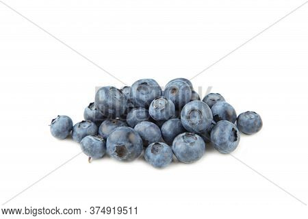Tasty Blueberries Isolated On White Background. Blueberries Are Antioxidant Organic Superfood. Top V