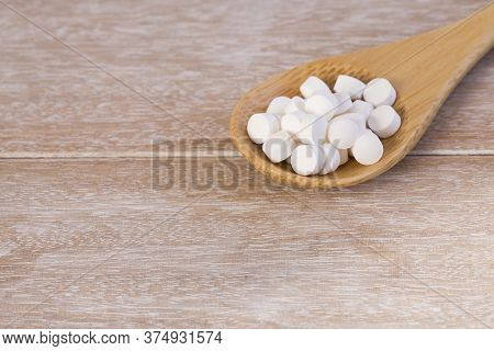 Natural Sweetener In Pills Of Stevia Plant - Stevia Rebaudiana.