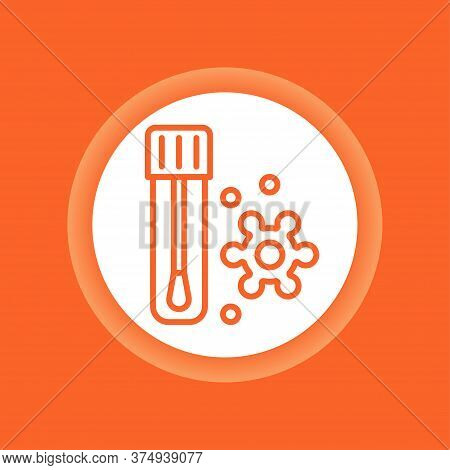Laboratory Tube With Saliva Test Color Button. Check On Disease Coronavirus. Healthcare Icon. Pictog