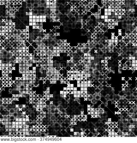 Military Camouflage Seamless Pattern. Urban Digital Pixel Style.