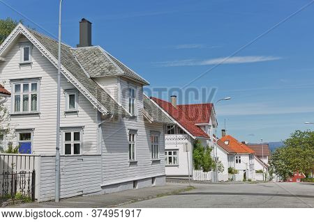 Traditional Wooden Houses In Gamle, Which Is A Historic Area Of The City Of Stavanger In Rogaland, N