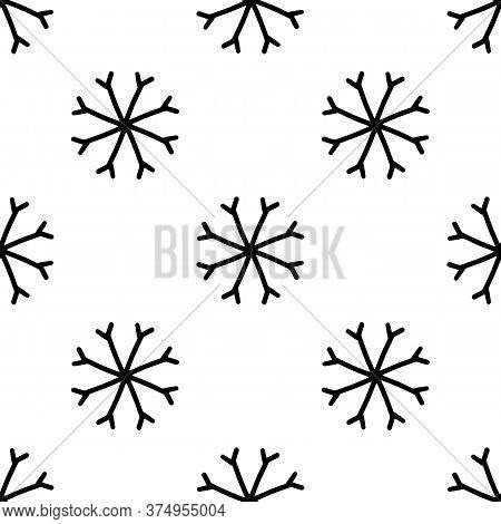 Seamless Pattern Made From Doodle Abstract Snowflakes. Isolated On White Background. Vector Stock Il