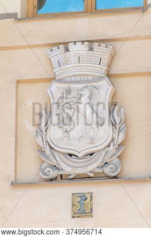 Lublin, Poland - June 11, 2020: Coat Of Arms Of Lublin For 680th Anniversary Of Granting City Law.