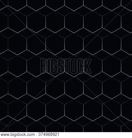 Abstract Geometry Polygon In Black And Gradient Blue Seamless Pattern Design