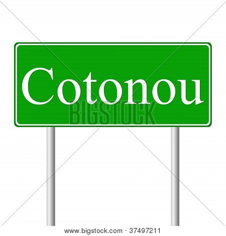Cotonou grÃ¼n StraÃŸenschild