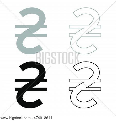 Hryvnia Uah Symbol Money Ukraine Ukrainian Currency Sign Set Icon Grey Black Color Vector Illustrati