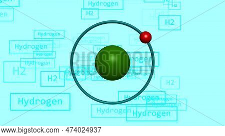 Hydrogen Atomic Level Rotating Nucleus Info Graphic