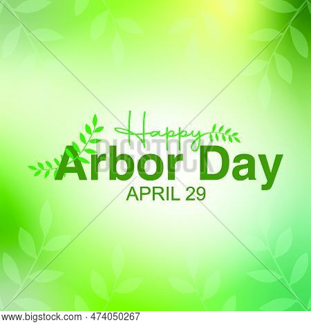Arbor Day Typography With Green Leaf, , Banner, Backgrounds, Icon, Logo, Greetings, Print, Cards, An