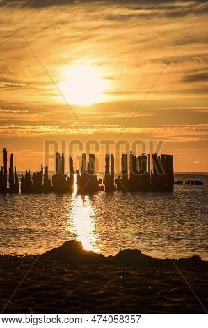 Beautiful Morning Colorful Seaside Landscape. Photo Taken Near The Ruins Of The Torpedo Station In B