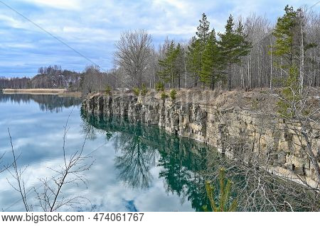 Overlooking Hynneberg Quarry Hallabrottet Kumla Sweden April 4 2023