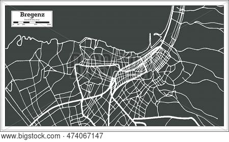 Bregenz Austria City Map In Retro Style. Outline Map. Vector Illustration.