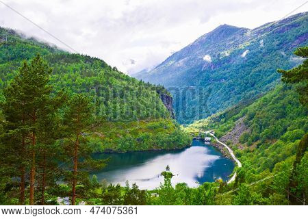 Lake Vetlavatnet Landscape From The Road To Thetrolltunga, Norway.