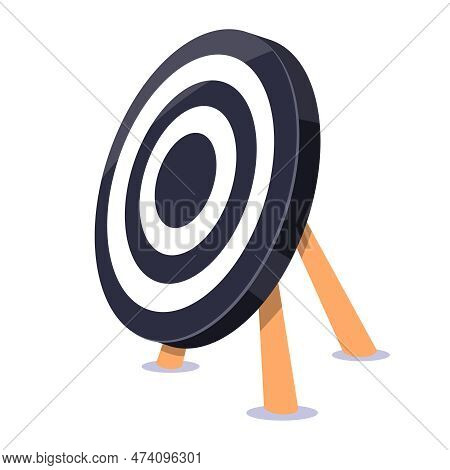 Black And White Target Standing On Three Legs. Isolated On White Background