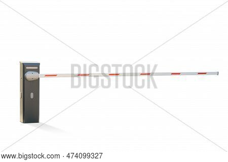 One Closed Boom Barrier Isolated On White