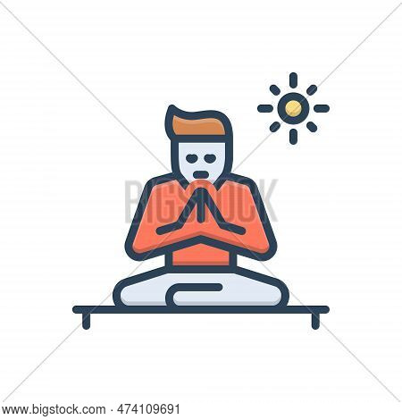 Color Illustration Icon For Being Existence Living Aliveness Lifeblood Yoga Exercise Meditation Rela