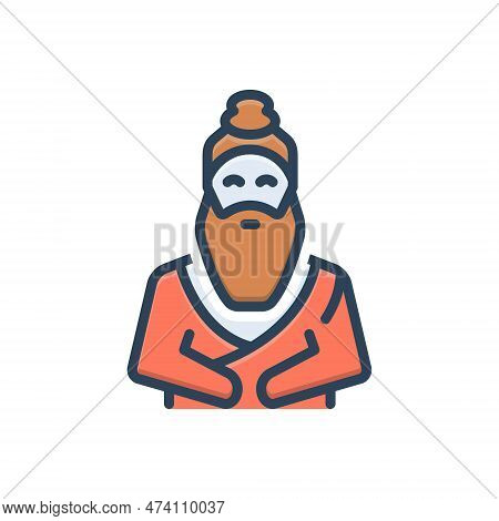 Color Illustration Icon For Saint Saints Sage Anchoret Monk Solitaire