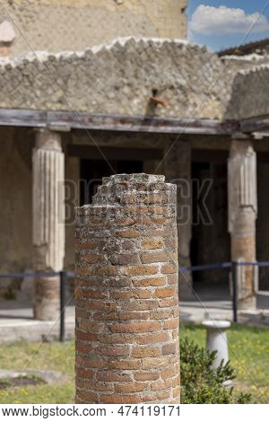 Herculaneum, Campania, Italy - June 29, 2021: Ruins Of An Ancient City Destroyed By The Eruption Of 