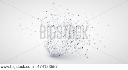 Abstract Grey Cloud Computing And Network Connections, Data Flow  Concept Design With Transparent Po