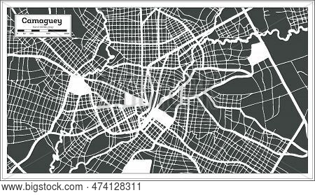 Camaguey Cuba City Map In Retro Style. Outline Map. Vector Illustration.