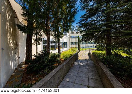 Wroclaw, Poland - June 2022: A Square Outside The Historic Park Hotel, Which Is Part Of The Training