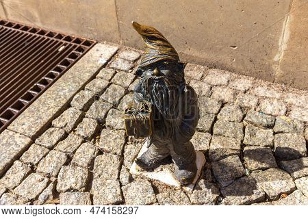 Wroclaw, Poland - September 21, 2022: Symbol Of Wroclaw - Sculpture Of Dwarf (gnome) From Fairy-tale