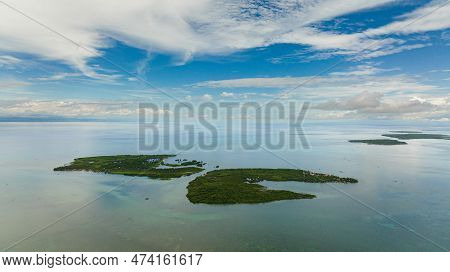 Tropical Islands With Jungle In The Blue Sea. Bantayan, Philippines.