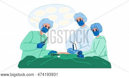 Surgery Operate Vector. Doctor Hospital, Surgical Health, Room Patient, Medicine Medical, Technology
