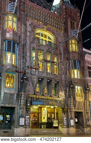 Amsterdam, Netherlands - May 5, 2013: It\'s A Night View Of The Building Theater Tuschinski, Present