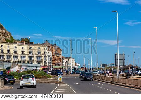 Hastings, The United Kingdom - June 25, 2022: Road Along The Old Town Beach In Hastings, Sussex In A