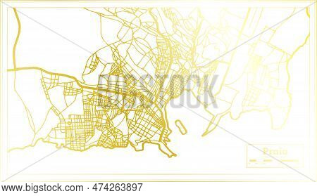 Praia Cape Verde City Map In Retro Style In Golden Color. Outline Map. Vector Illustration.