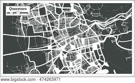 Queretaro Mexico City Map In Retro Style. Outline Map. Vector Illustration.