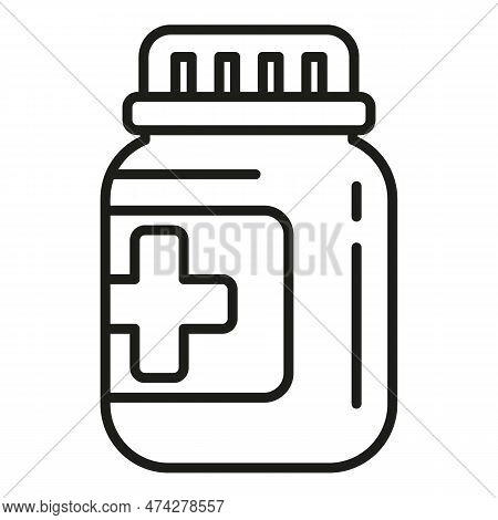 Pills Jar Icon Outline Vector. System Health. Person Protect