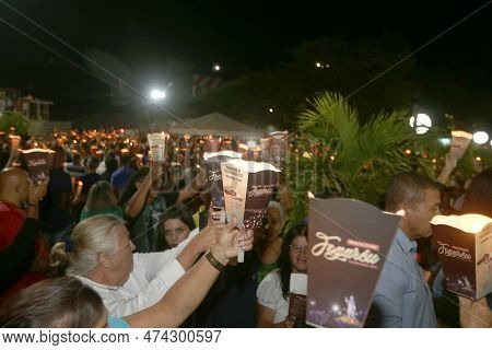 Serrinha, Bahia, Brazil - April 6, 2023: Fogareu Procession Marks Holy Week In The Town Of Serinha.