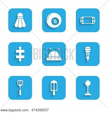 Set Needle Bed And Needles, Ice Cream, Joystick For Arcade Machine, Microphone, Spatula, Piece Of Pu