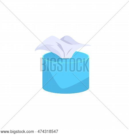 Pack Of Paper Tissues Or Soft Napkins In Cylinder Case, Flat Vector Isolated.