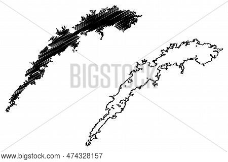 Lake Kariba Reservoir (africa, Republic Of Zambia And Zimbabwe) Map Vector Illustration, Scribble Sk