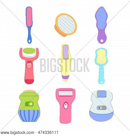 Callus Remover Set Cartoon. Foot Electric, Skin Heel, Care Pedicure, Electronic Female Callus Remove